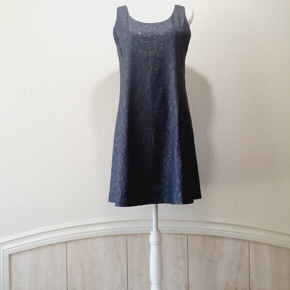 Eileen Fisher Silk Sequin  Shift Mini Dress - Picture 6 of 16